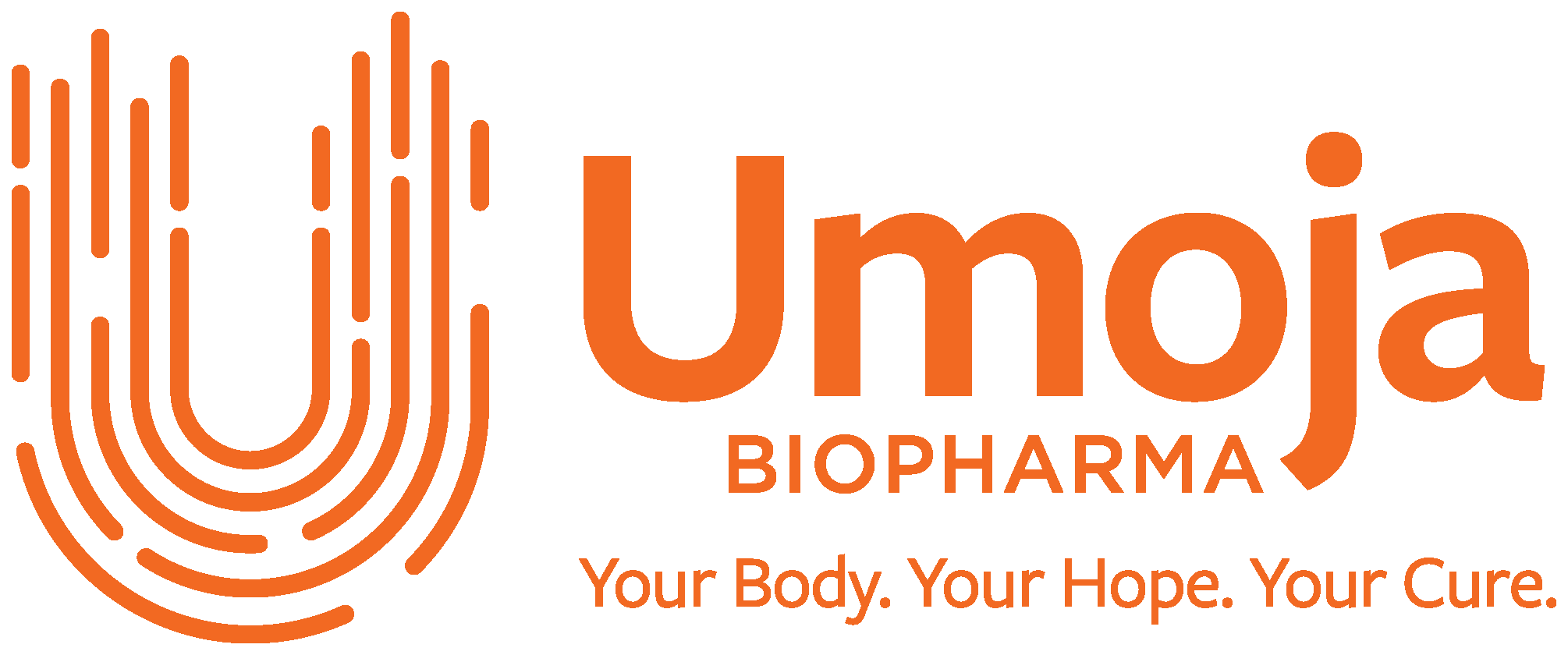 Umoja BIOPHARMA logo with the tagline 'Your Body. Your Hope. Your Cure.'