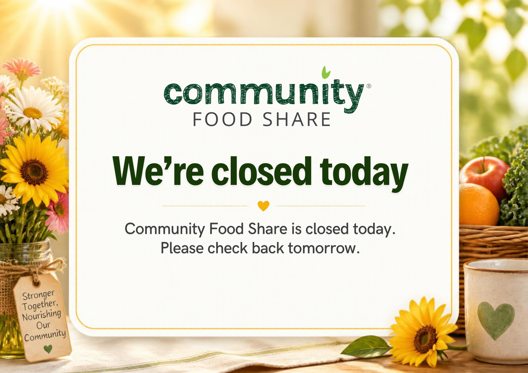 Community Food Share Closed